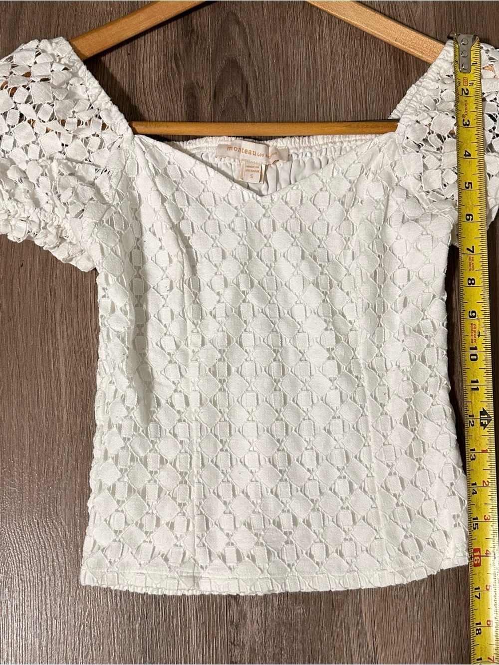 Monteau LA White Cropped Puff Sleeve Top - Picture 6 of 6